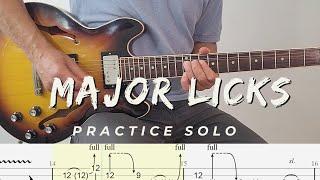 10 Easy Major Guitar Licks #2 - Practice Solo in E Major