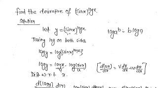 229. (sin)^logx  || Class 12 Derivative