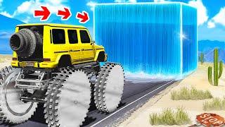 CAN A MONSTER TRUCK DRIVE THROUGH GIANT WATER CUBE IN GTA 5? EXPERIMENT IN GTA 5!
