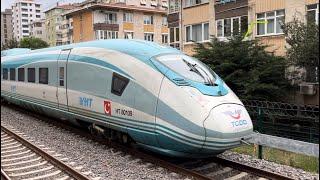 TRAINS IN ISTANBUL! LOTS OF MARMARAY COMMUTER TRAINS AND TCDD VELARO “YHT” AT FENERYOLU STATION