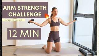 12 MIN DUMBBELLS ARM CHALLENGE: Progressively overload for lean toned arms and good pilates posture