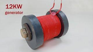 how to make 240v 12000W free electricity energy generator with Big magnet and PVC 100% copper wire