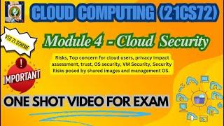 Cloud Computing Module 4 - Important Topics- ONE SHOT VIDEO FOR EXAM (21CS72) - VTU 7thsem #21cs72