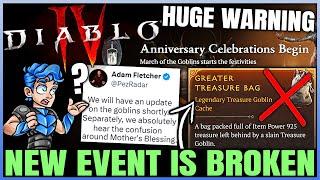 Diablo 4 - CONFIRMED: BROKEN Goblin Loot Event, Free INFINITE 925 Gear, HUGE XP & Gold Buff & More!