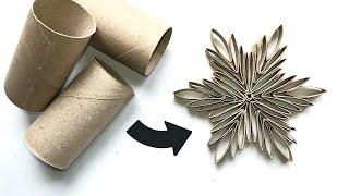 How to Make Easy Paper Star from 3 Toilet Paper Rolls / DIY Tutorial Handmade Christmas Decorations