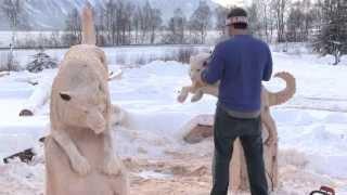 Siberian Husky Bench Carved By Jordan Anderson