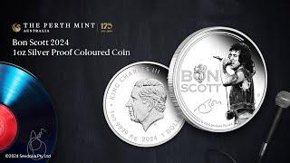 Bon Scott 2024 1oz Silver Proof Coloured Coin