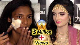 Incredible makeup transformation  How to do fair makeup on dark skin || full coverage foundation