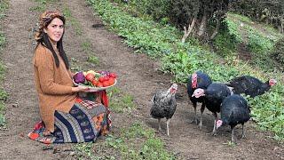 Village women in the mountains cook "qorma" and local bread!