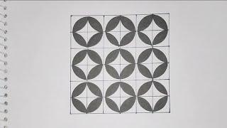 Very Easy Geometric Square Pattern Drawing Tutorial On Paper️‍️‍