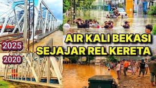 BANJIR SETINGGI MOTOR DI BEKASI.. AIR LUAPAN SEJAJAR JALUR KERETA API SELASA 04 MARET 2025