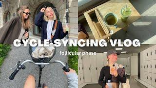 cycle-syncing vlogg - andra delen av follikulärfasen | recept, träning, tips & myyyys