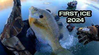 First Ice Bluegills!! (2024 Ice Fishing!!)