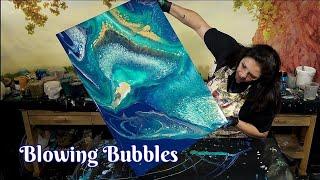 Blowing Bubbles ️Acrylic Open Cup Technique with Leafblower!