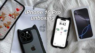 iPhone 16 Pro aesthetic unboxing + accessories | black titanium | camera comparison, AirPods Pro 2