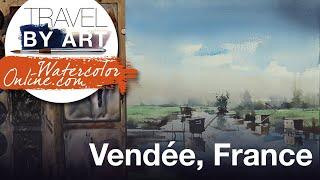 #206 Travel by art, Ep. 76: Vendée, France (Watercolor Landscape Tutorial)