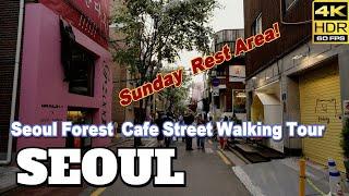 SEOUL KOREA/ Sunday afternoon walking tour of Seoul Forest and nearby cafe street.[4K HDR]