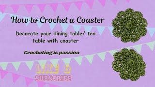 How to Crochet a Coaster| Decoration| Full Tutorial| #crochet #crochetingisfun  #coaster #tutorial