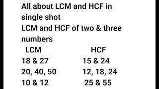 How to find the LCM and HCF  of Two and Three Numbers / All about LCM and HCF/GCF  in a single video