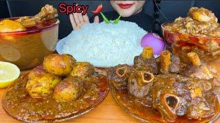 ASMR EATING SPICY MUTTON CURRY,CHICKEN CURRY,EGG CURRY,FAT CURRY,EGG CURRY,FOOD VIDEO