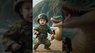 cute baby army vs sea monster