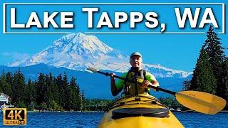 Lake Tapps, WA Kayaking in 4K UHD with Spectacular Aerials and Views of Mt Rainier