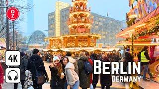 Berlin, Germany - Alexanderplatz Snowy Christmas Walking Tour in 4K 60fps  Iphone 15 Pro 