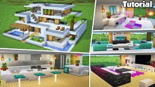 Minecraft: Modern House #46 Interior Tutorial - How to Build - Material List in Description!