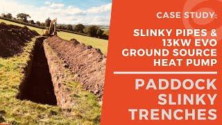 Slinky trenches for a Kensa ground source heat pump installation