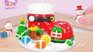 Santa Boot House Cake    Perfect Miniature Fodant Cake Decorating For Christmas  Mini Cakes Making