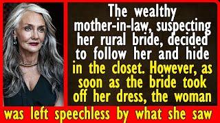 The wealthy mother-in-law, suspecting her rural bride, decided to follow her and hide in the closet.