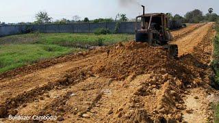 BIG THE PROJECT!! POWERFUL DOZER KUMATSU WORK FAST PUSHING CLEARING THE SOIL MAKE NEW ROAD LONG