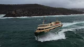 Manly Ferry And Monster Waves In Sydney Heads