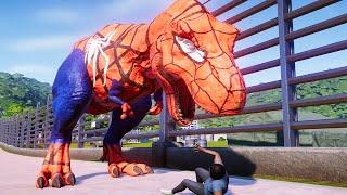 Khủng long siêu nhân nhện T-rex chiến đấu với khủng long SUPER MAN - khung log