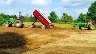 Moving Dirt Like a Farmer! - John Deere Tractors, Case Backhoe, and International Barge Wagon