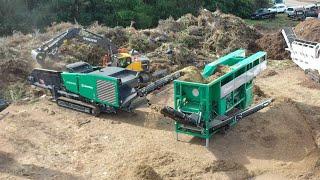 Komptech Lacero Grinding Palm Frond and Green Waste Into Multistar XL3