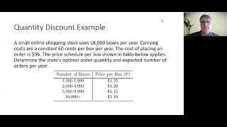 Continuous Review: Quantity Discounts