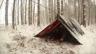 Homeless Winter Camping, 14° F, Snow Storm, Winter Survival