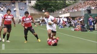 Tonga penetrate Kosei Ono weak defence for Taniela Moa try