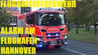 [ALARM AM FLUGHAFEN HANNOVER] Flughafenfeuerwehr + Feuerwehr LANGENHAGEN mit LF 20 und LEIH DLK