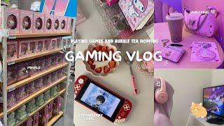 Gaming vlog ˖⁺‧₊˚˚₊‧⁺˖ Nintendo switch makeover, strawberry matcha bubble tea and games