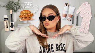 CURRENT FAVORITES: new pajamas, best chicken sandwich ever, makeup, haircare & skincare!