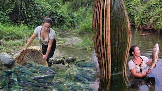 How the girl weaved a giant basket to use as a fish trap and caught big fish