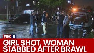 12-year-old shot, woman stabbed after NYC brawl