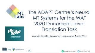 The ADAPT Centre's Neural MT Systems for the WAT 2020 Document-Level Translation Task