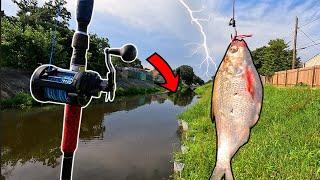 Using HUGE Baits In TINY Canals! (almost struck by lightning)