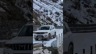 SCORPIO N AT Tyres performance in snow #scorpion #mahindra #modified #4x4 #short #snow #manali