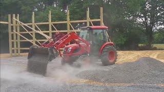 Spreading Gravel in Pole Barn - Kioti NX6010