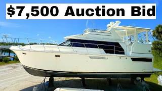 Hurricane Damaged 44' Carver Affordable Liveaboard Auction  | Harbor Yacht Tours