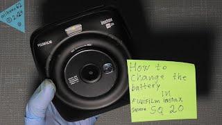 How to change the battery In Fujifilm instax Square SQ20    Battery type NP-45s